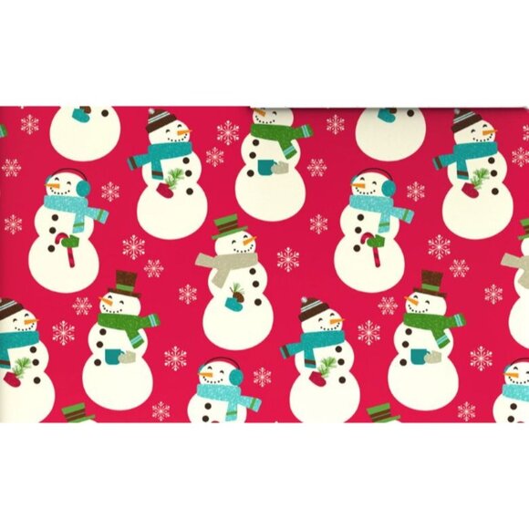 Hallmark Wrapping Paper Christmas Snowman on Red 90 sq ft Jumbo Roll Holiday Gif - Picture 1 of 6